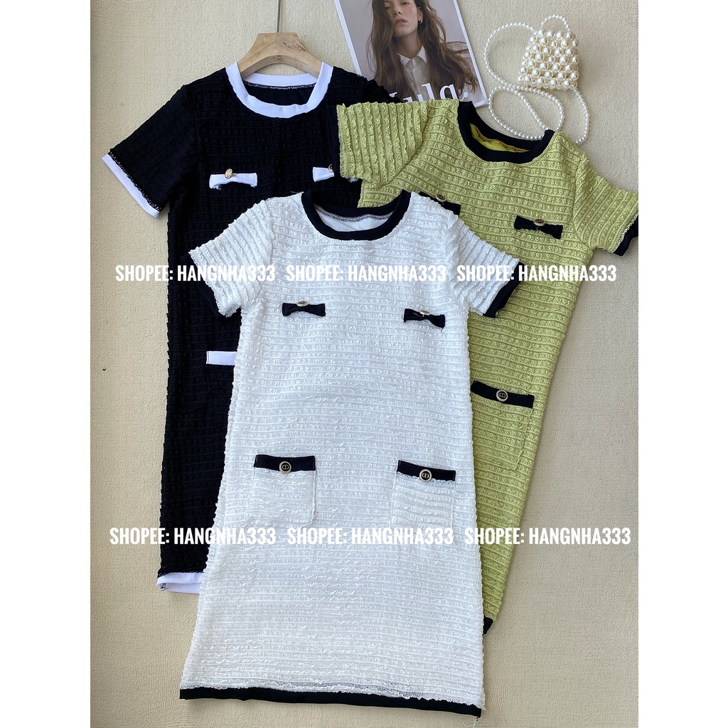 NEW || Đầm tay ngắn form ngắn dáng suông chất REN 2 LỚP họa tiết túi nhí retro style Hàn xinh xắn