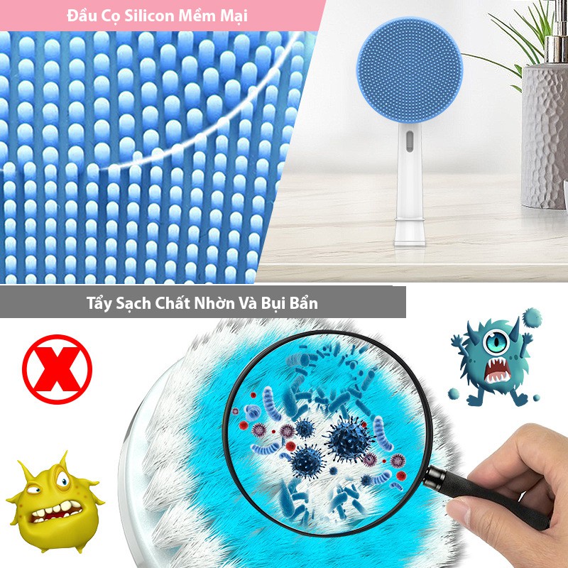 Set 2 đầu cọ rửa mặt bằng silicon dùng thay máy rửa mặt giúp làm sạch, massage mặt hiệu quả, dùng thay đầu bàn chải điện | BigBuy360 - bigbuy360.vn