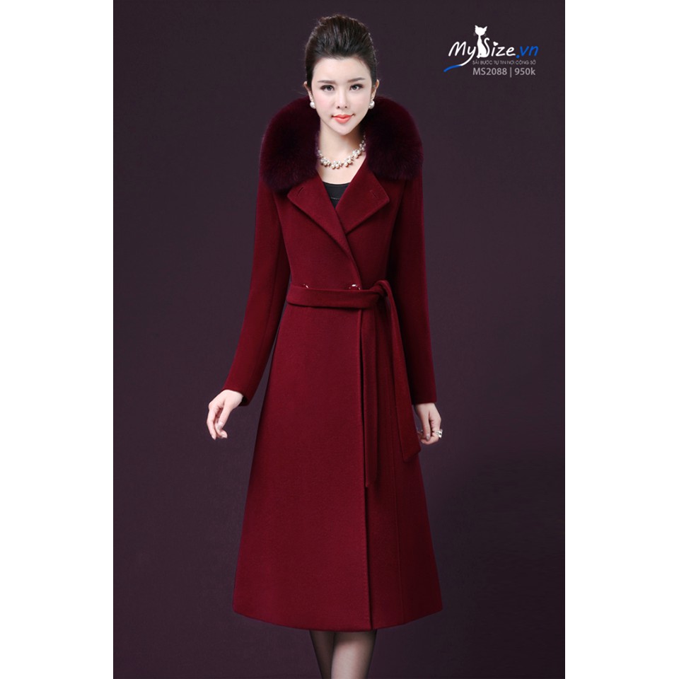Áo măng tô CỔ LÔNG dạ dáng dài MS2088 - Mysize.vn