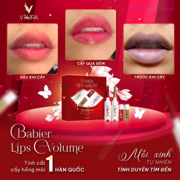 Tinh Chất Cấy Môi ❤️𝑭𝒓𝒆𝒆𝒔𝒉𝒊𝒑❤️ Cấy Môi Vaura Babier Lips Volume V3 Master Lips, xóa thâm môi , làm hồng môi vĩnh