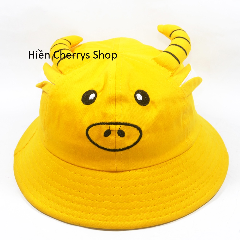 Nón Bucket con trâu dành cho trẻ em từ 2-5 tuổi chất liệu vải kaki đẹp phong cách