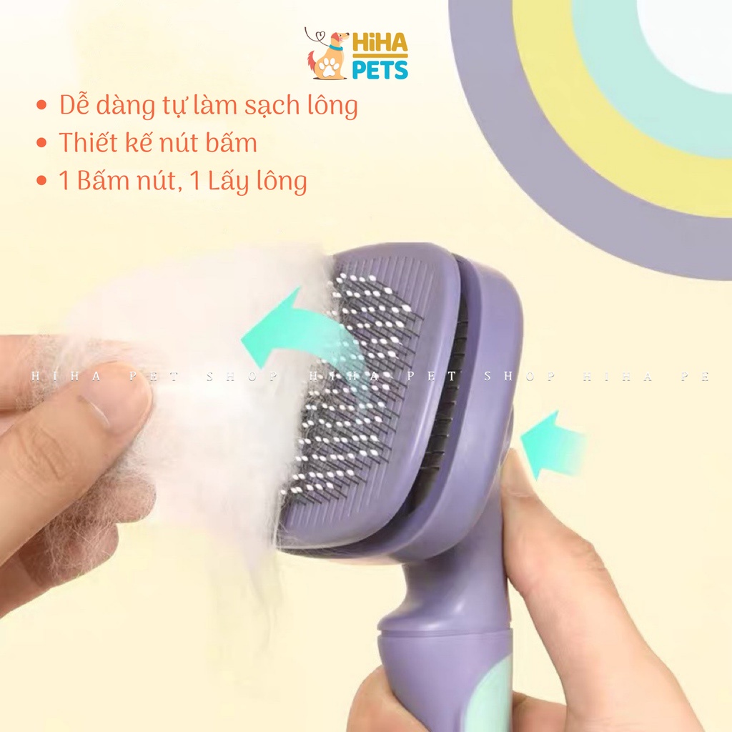 Lược Chải Lông Chó Mèo Xoay 360 Độ Bấm Nút Tự Động Lấy Lông T10 Mẫu Mới Đầu Lược Massage Da Thú Cưng.