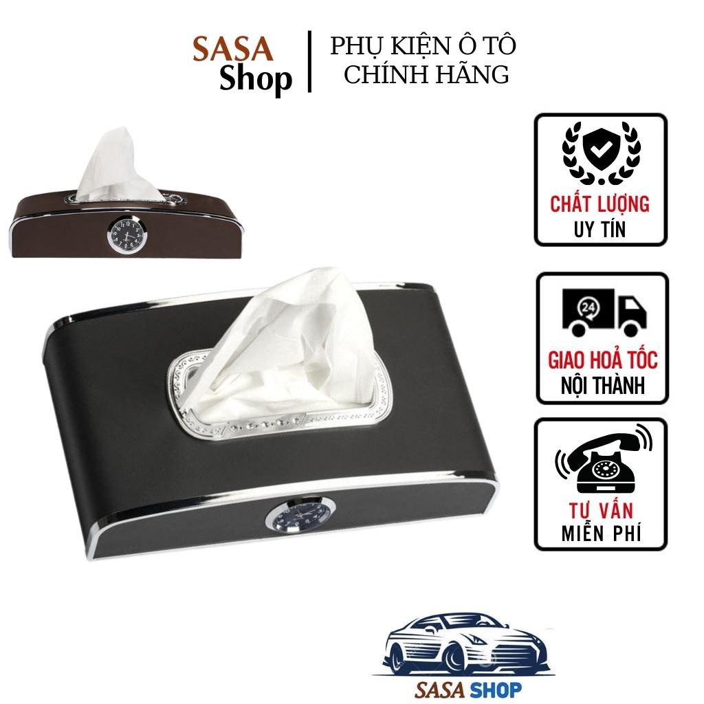 Hộp Đựng Khăn Giấy Trên ô Tô Có Đồng Hồ Và Bảng Số điện Thoại Cao Cấp Sasa shop