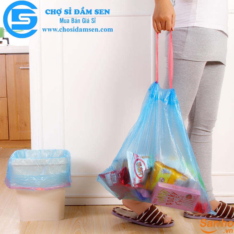 Cuộn túi rác có dây rút 45x50cm, túi rác tự phân hủy bảo vệ môi trường, siêu dai, chắc chắn G339-Tuirac-dayrut