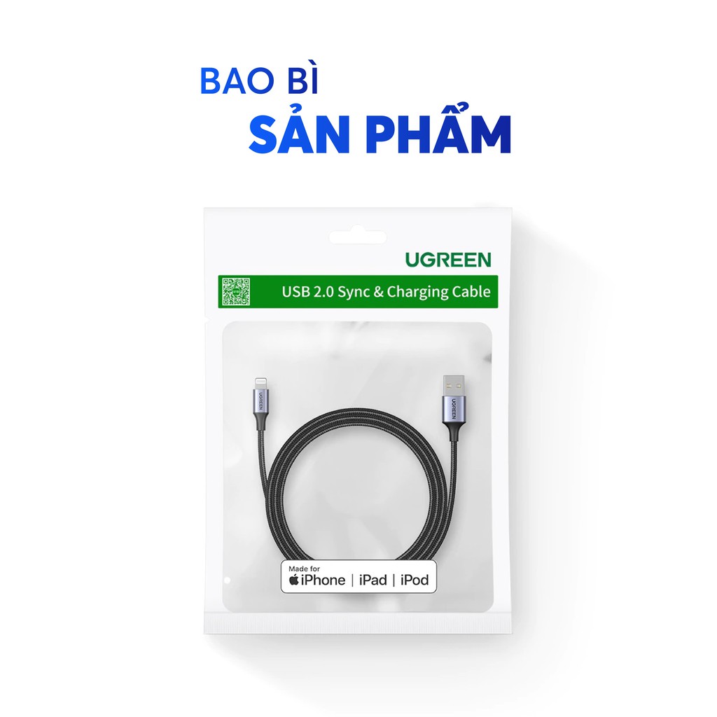 Cáp sạc Lightning MFI UGREEN US155 cho iPad / iPod / iPhone dài 0.5m 1m 2m