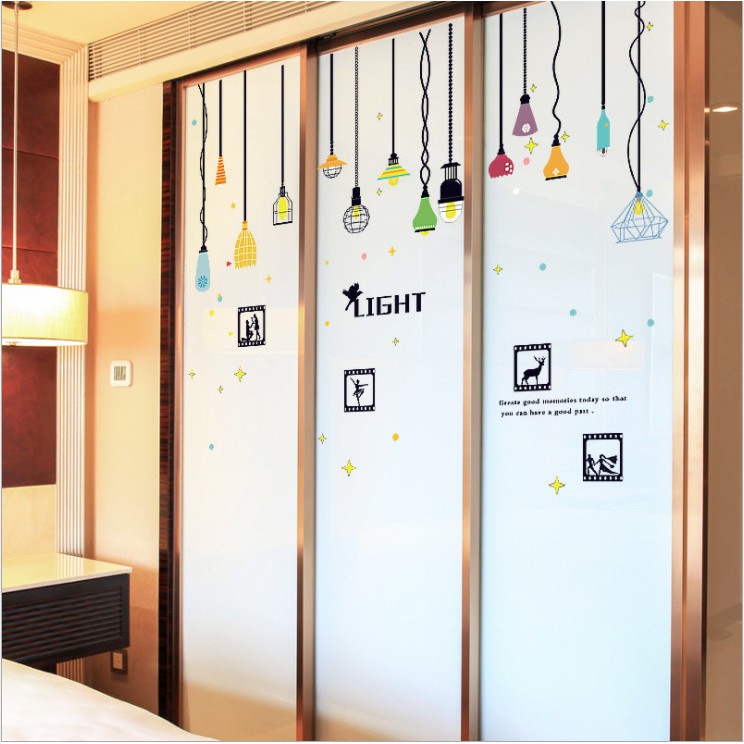 Decal dán tường 3D trang trí phòng khách Đèn treo số 11 AmyShop