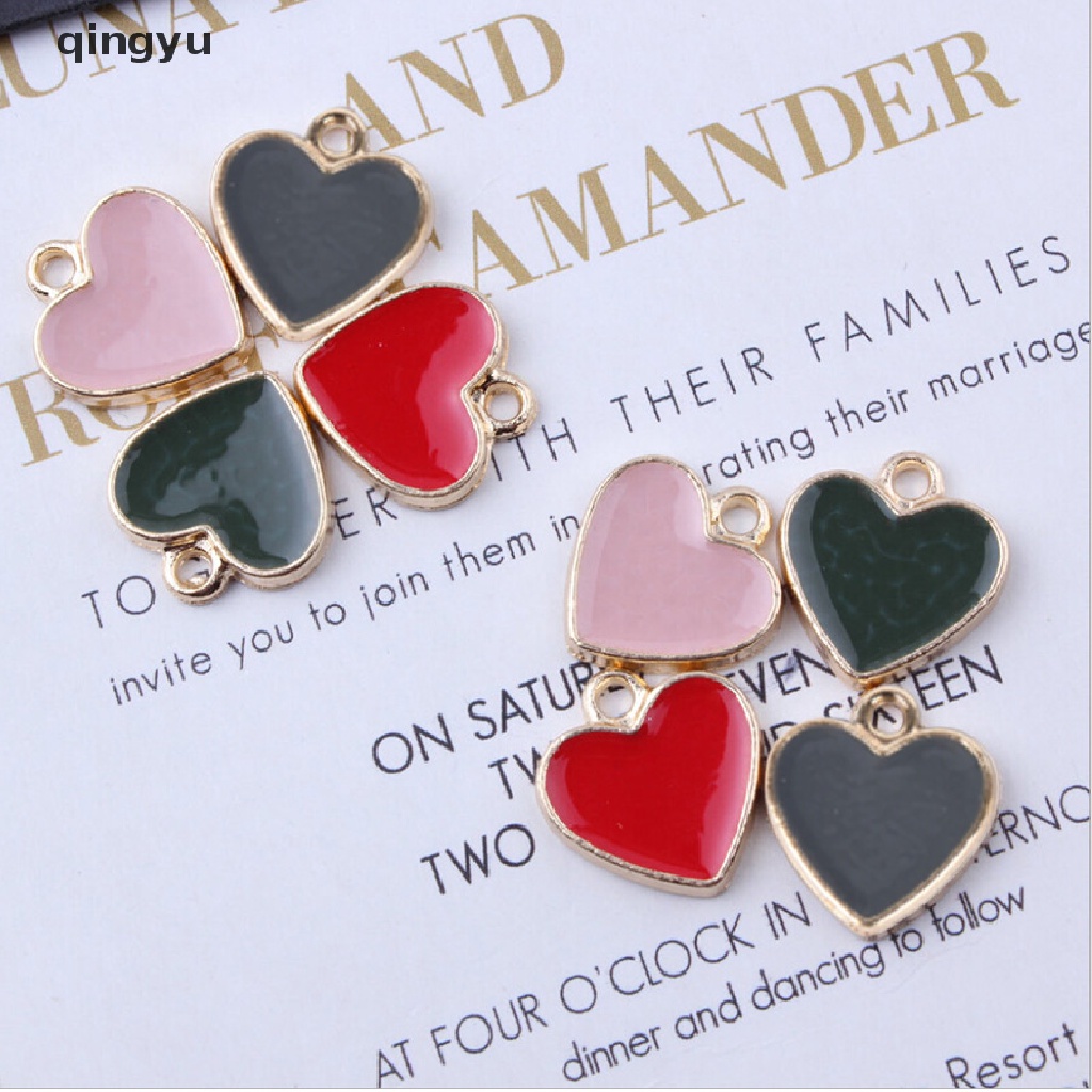 Set 10 Mặt Dây Chuyền Tráng Men Hình Trái Tim Làm Trang Sức Thủ Công