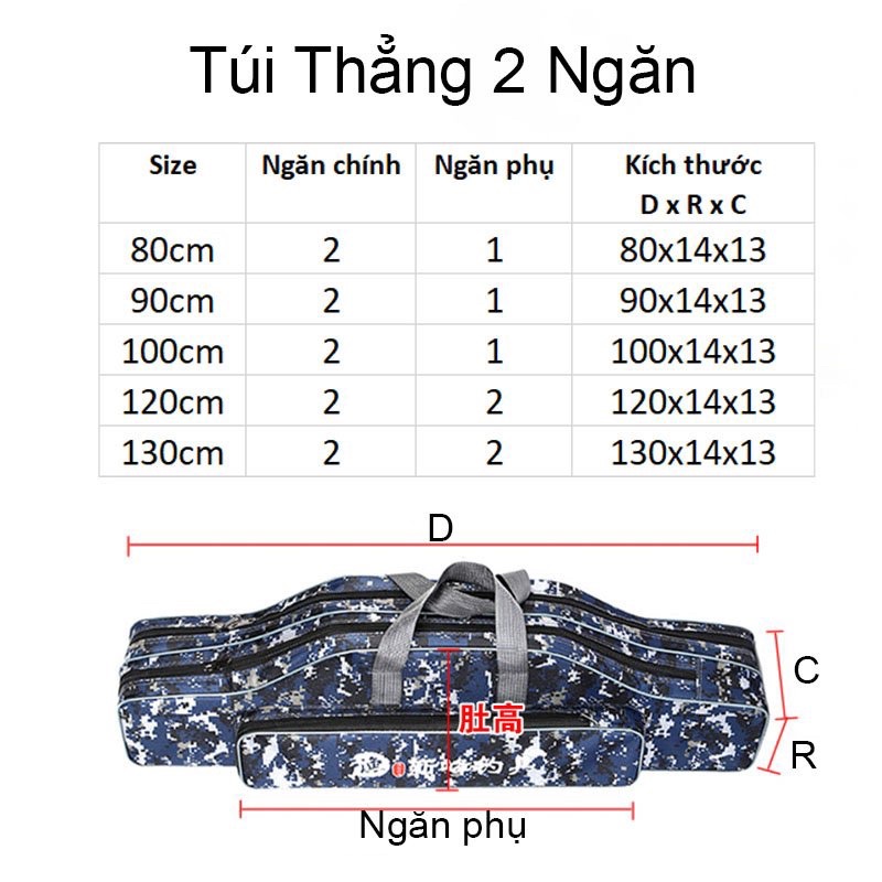 Bao đựng cần câu cá, bao đựng cần câu đa năng 2 ngăn dài 80-120cm màu dàn di cao cấp