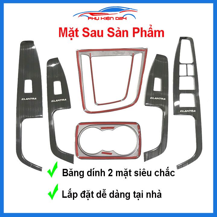 Ốp nội thất Elantra 2016-2017-2018-2019-2020-2021-2022 vân Titan bảo vệ chống trầy xước và làm đẹp xe