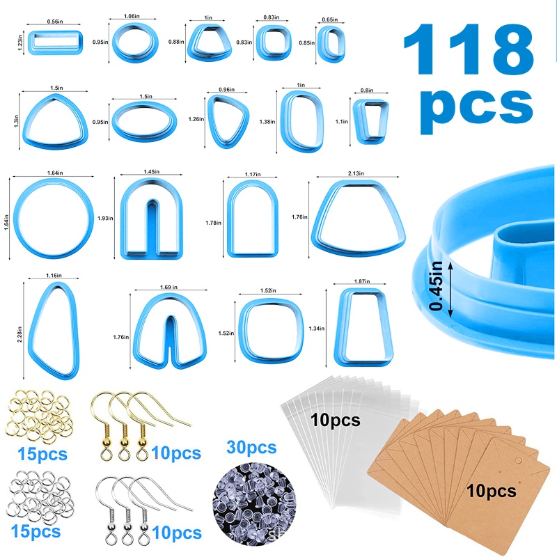 Set 118 Dụng Cụ Cắt Đất Sét Kèm Khuôn Làm Bông Tai DIY