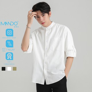 Áo Sơ Mi Đũi Cổ Tàu Tay Lỡ Nam Phong Cách Hàn Quốc Thời Trang MANDO -ACT09