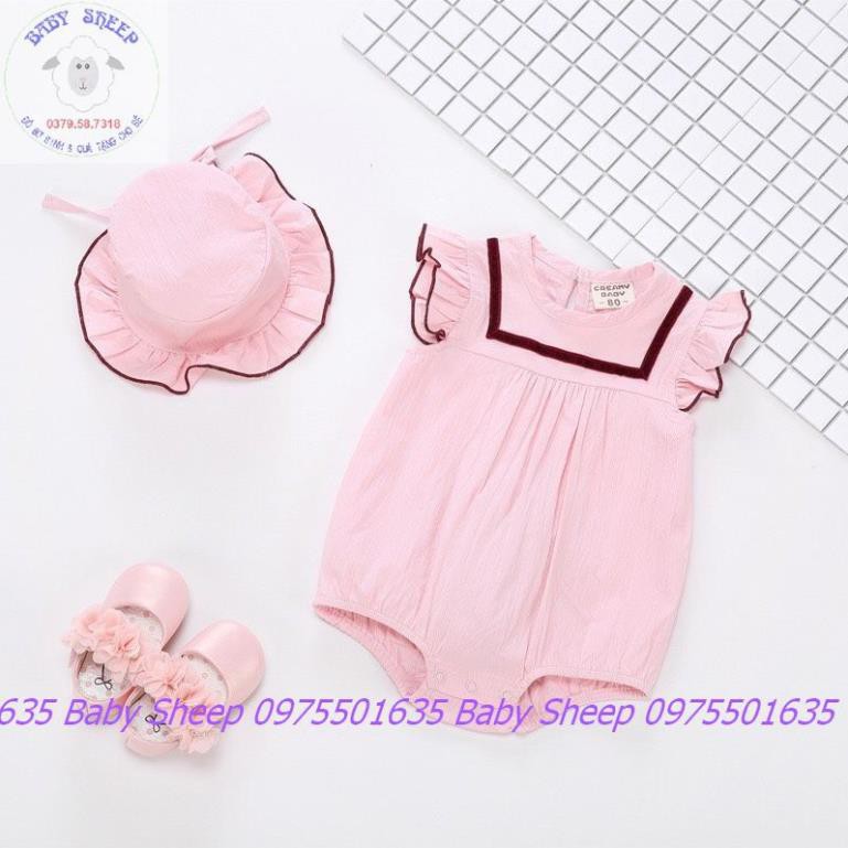 Body chip cho bé gái kèm mũ bèo tiểu thư xinh xắn cho bé diện đầy tháng thôi nôi dự tiệc