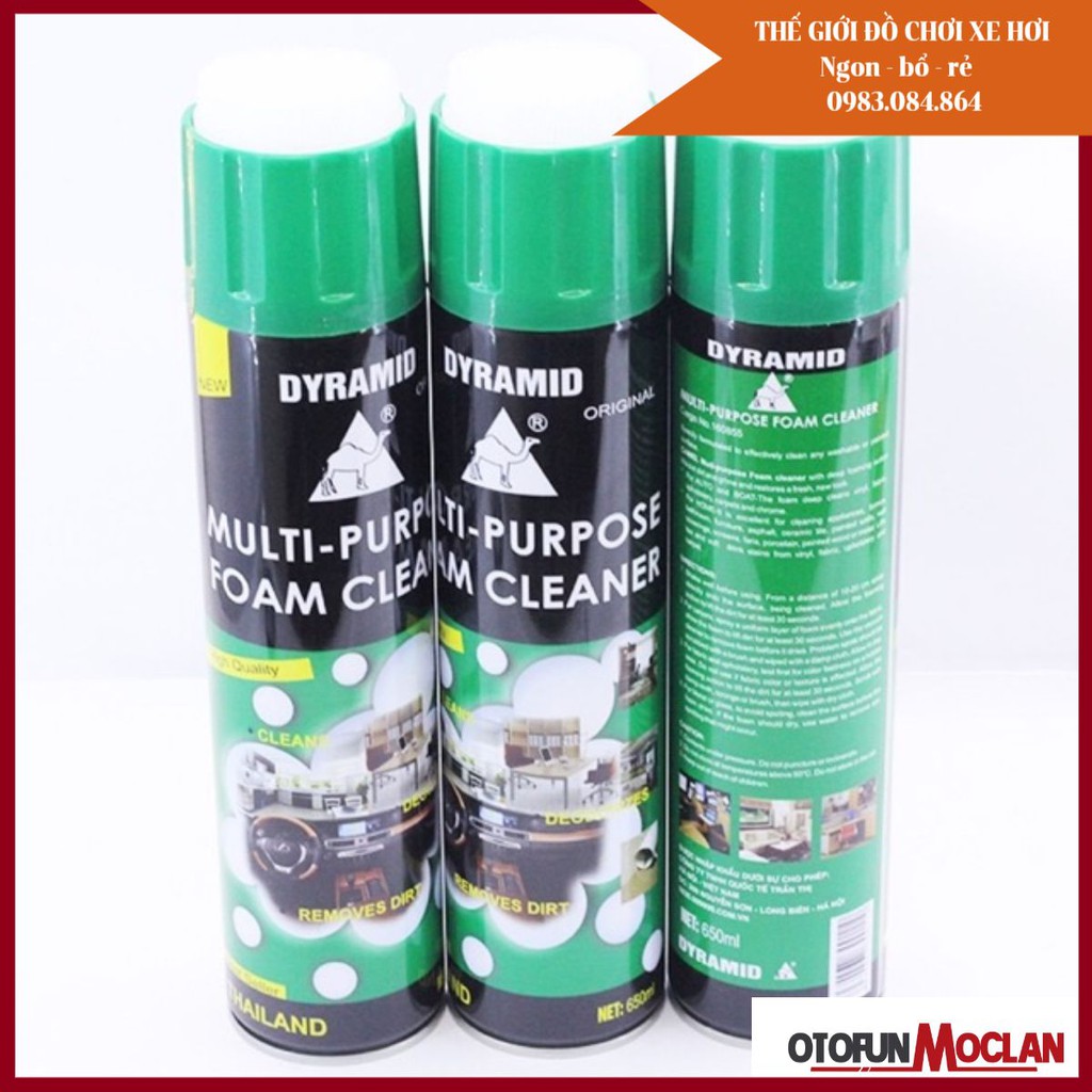 Dyramid - Chai Xịt Bọt Đa Năng Vệ Sinh Ghế Da Nội Thất Ô Tô Foam Cleaner Màu Xanh 650ml