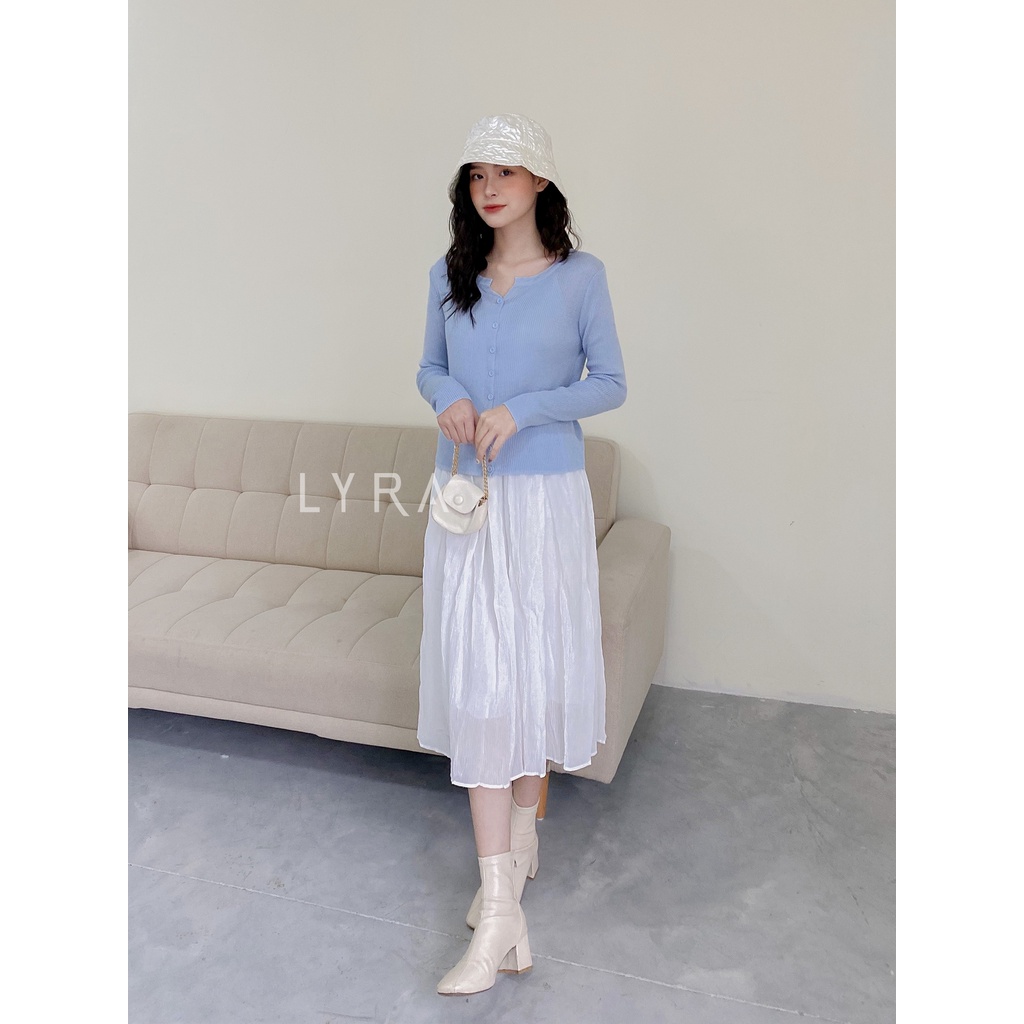 Chân váy voan dáng dài LYRA, vải voan dấp ly nhỏ dáng xòe xinh xắn-VSYCD0019