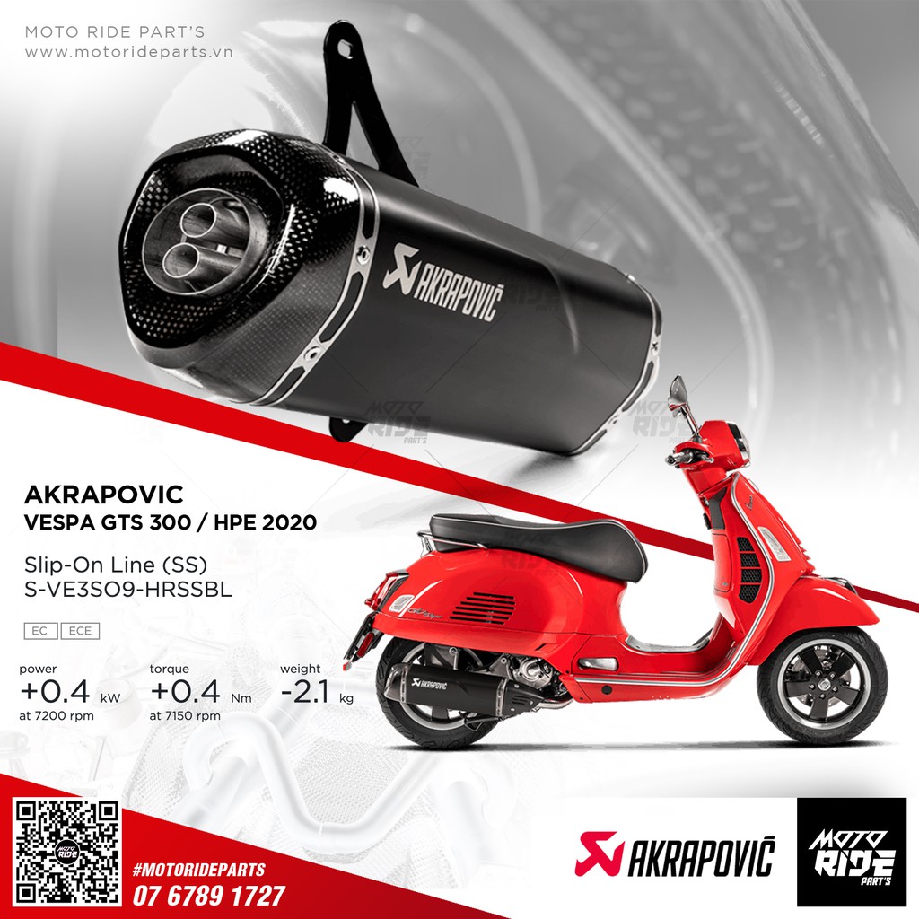 AKRAPOVIC PÔ ỐNG XẢ SLIP-ON VESPA GTS 300 / HPE