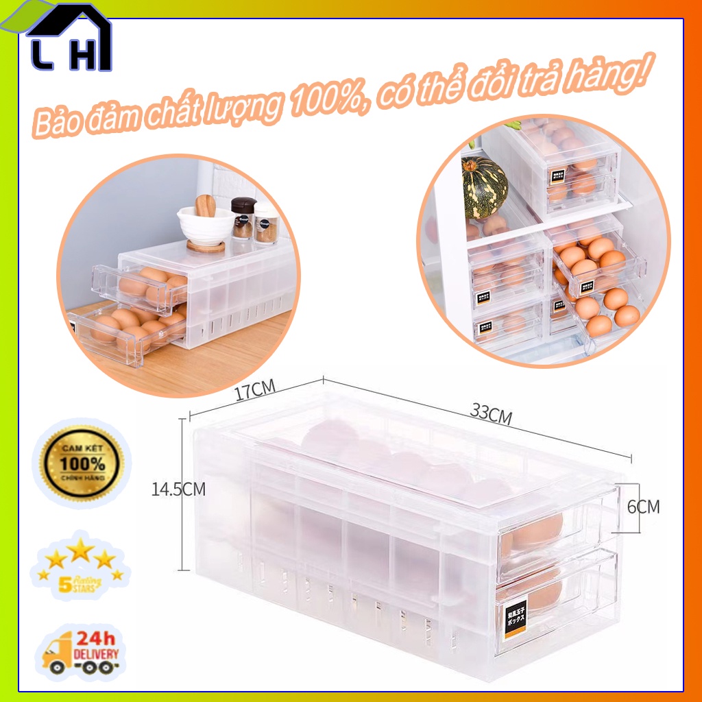 Hộp để trứng gà, khay đựng trứng gà nhật 2 tầng 24 ô tiện lợi-XQY02