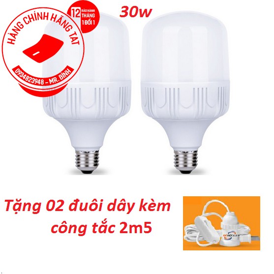 Bộ 2 bóng đèn Led TAT 30W tặng 02 dây 2m5