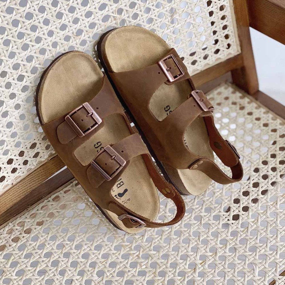 - GIÀY 2 KHOÁ DA BÒ THẬT MÀU NÂU UNISEX