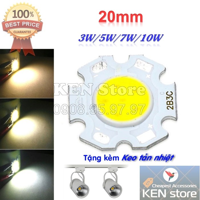 Bóng led, nhân led, chip led 3W 5W 7W 10W đường kính 20mm