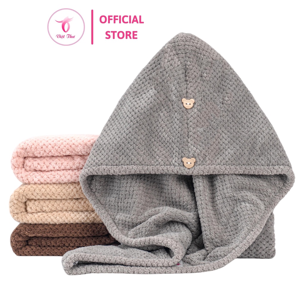 Khăn ủ tóc nhanh khô VIỆT THƯ, khăn quấn tóc MICROFIBER 2 lớp siêu dày, siêu mềm, siêu thấm, 25x65cm, 160gr