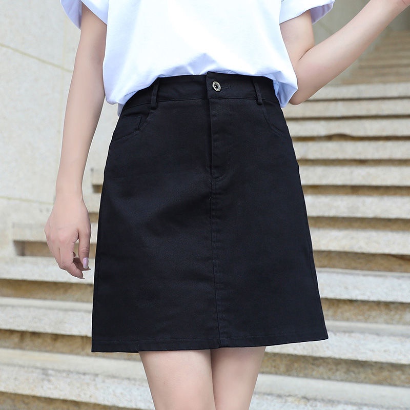 Chân Váy Denim Chữ a Lưng Cao Màu Đỏ