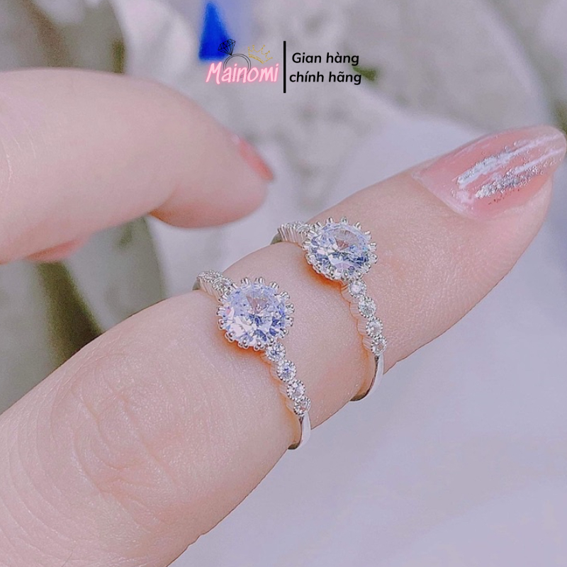 Nhẫn nữ đá nạm bạc ta đẹp nhẹ nhàng cuốn hút Mainomi Shop Bạc Xinh