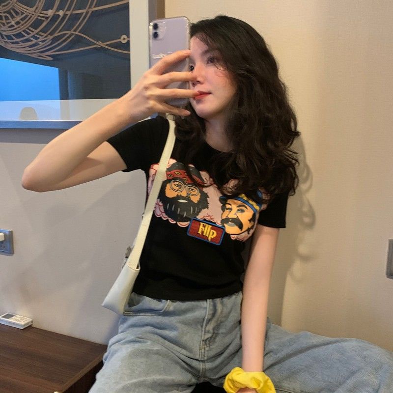 Áo Thun Nữ Tay Ngắn Mỏng Ôm Vừa Vặn Màu Đen Thời Trang Xu Hướng áo phông nữ JL-TX-63