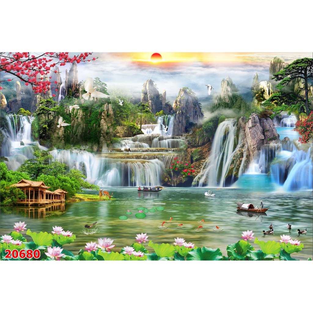 Tranh dán tường 3D SƠN THỦY ĐẸP NHẤT kt 80cm x 130cm