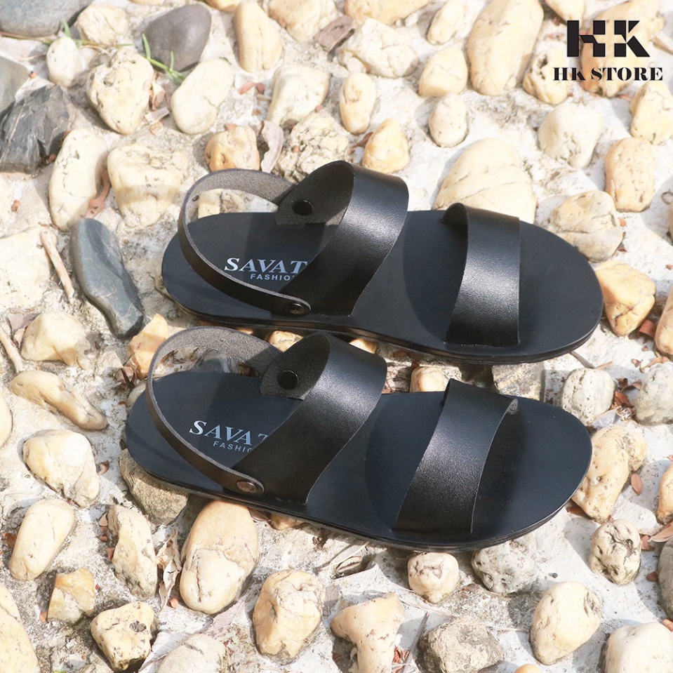 Dép sandal nam 2 quai  HK STORE  hàng chính hãng da bò nguyên miếng cực đẹp - có bảo hành đầy đủ, phù hợp mọi lứa tu