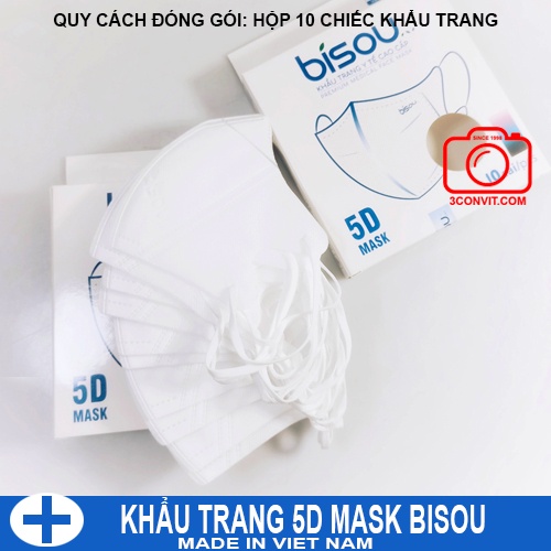 Hộp 10 chiếc khẩu trang y tế 5D cao cấp Bisou