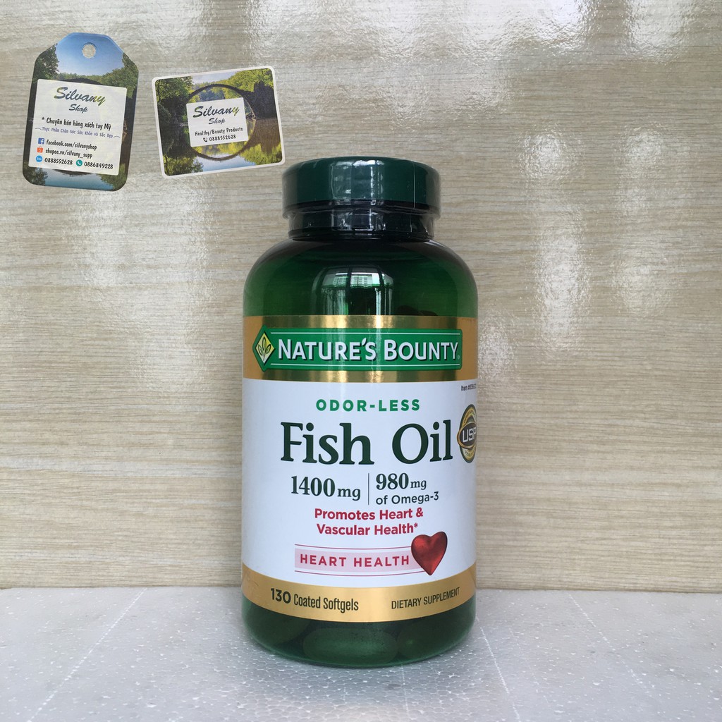 Dầu Cá Không Mùi Nature's Bounty Fish Oil 1400mg | 980mg Omega_3 - 130 Viên – Hàm Lượng Cao | Thế Giới Skin Care