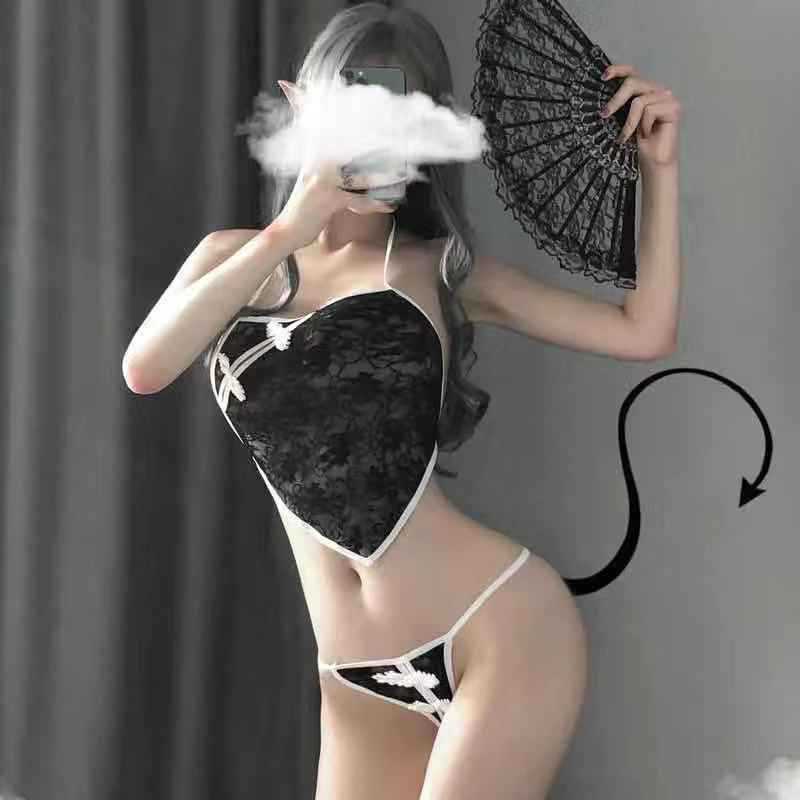 Set yếm ngủ sexy kèm chip đũng mở gợi cảm đồ ngủ cosplay sexy VN21 | BigBuy360 - bigbuy360.vn