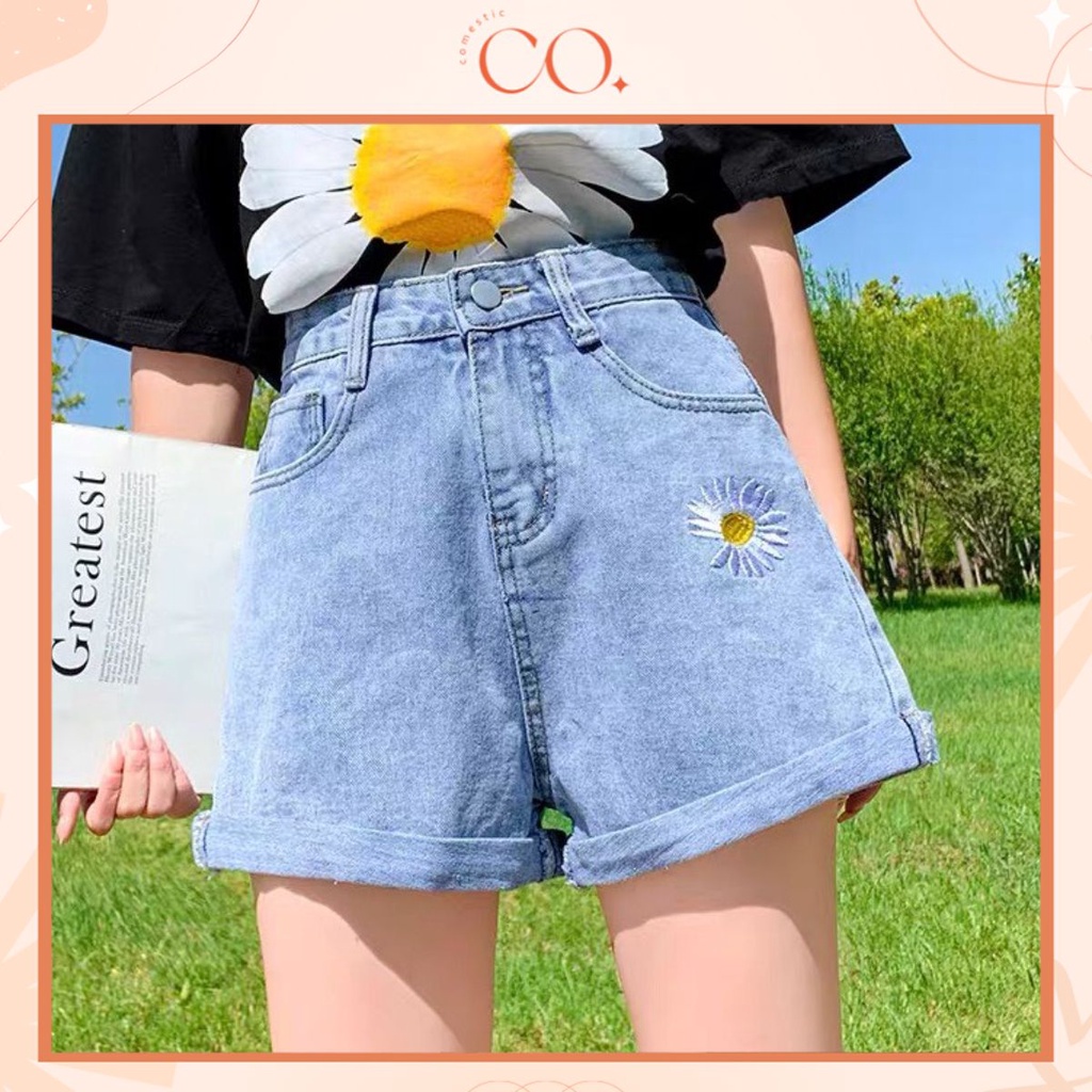 Quần Shorts Jean Hoa Cúc Cạp Cao Mới Nhất