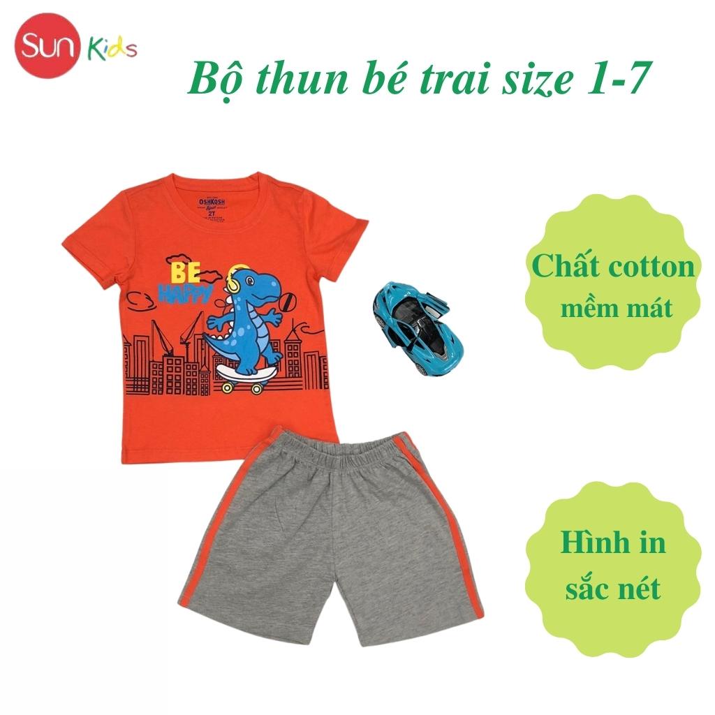 Đồ bộ bé trai, đồ bộ trẻ em chất thun cotton, size 1-7 tuổi, có nhiều màu - SUNKIDS