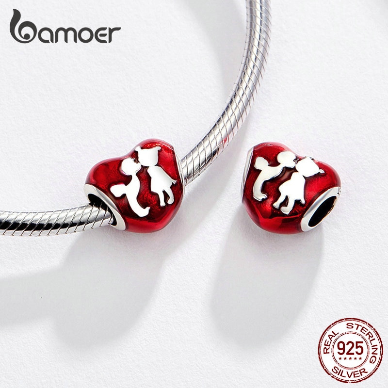 Hạt Xỏ Bạc 925 Làm Vòng Tay Bamoer Hình Trái Tim Cho Nữ