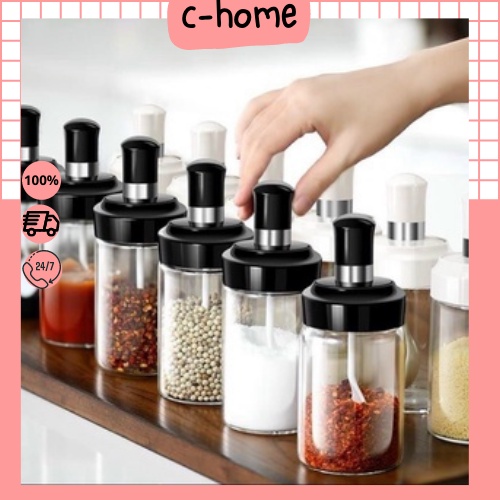Lọ đựng gia vị - hũ đựng gia vị thủy tinh kèm thìa cao cấp thông minh của shop C-HOME