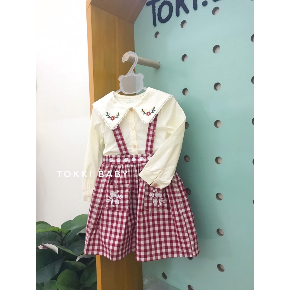 Áo sơ mi Bebezoo thêu hoa màu kem cho bé BEB3BL104