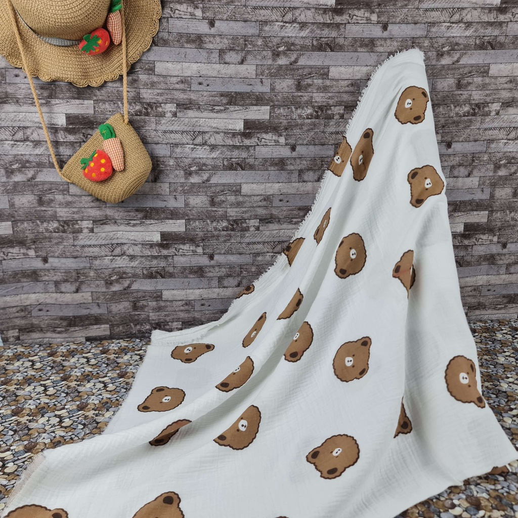 Vải Xô Muslin 2 lớp cao cấp - Bộ sưu tập các mẫu gấu