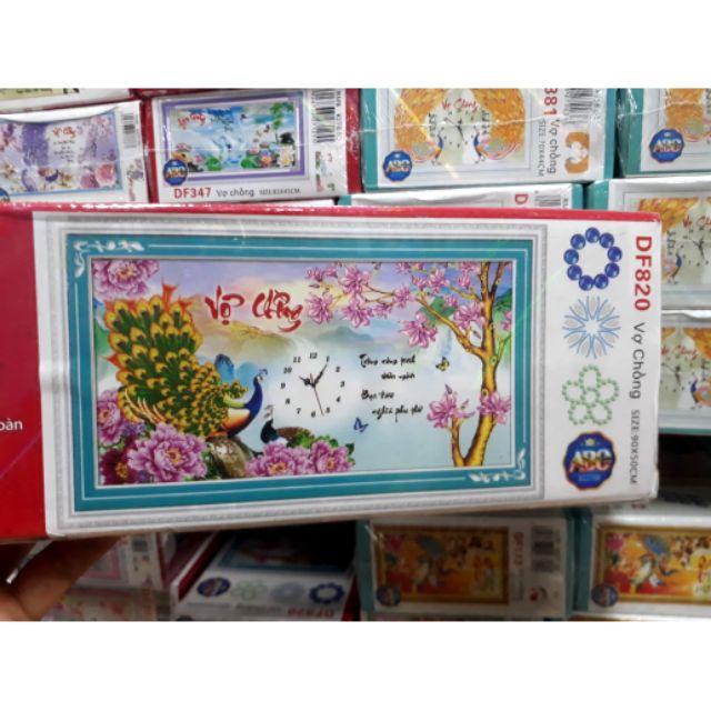 Tranh Đính Đá đồng hồ Vợ Chồng DF820 90 x 50 cm