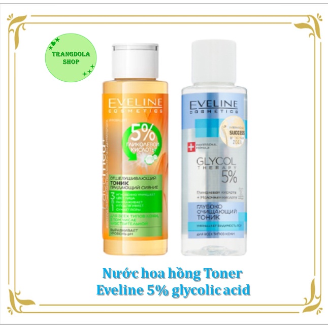 Nước hoa hồng Toner Eveline 5% glycolic acid - Nga