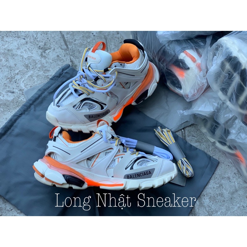 Giày Thể Thao Nam Nữ Giày Sneaker Track 3.0 Màu Trắng Cam
