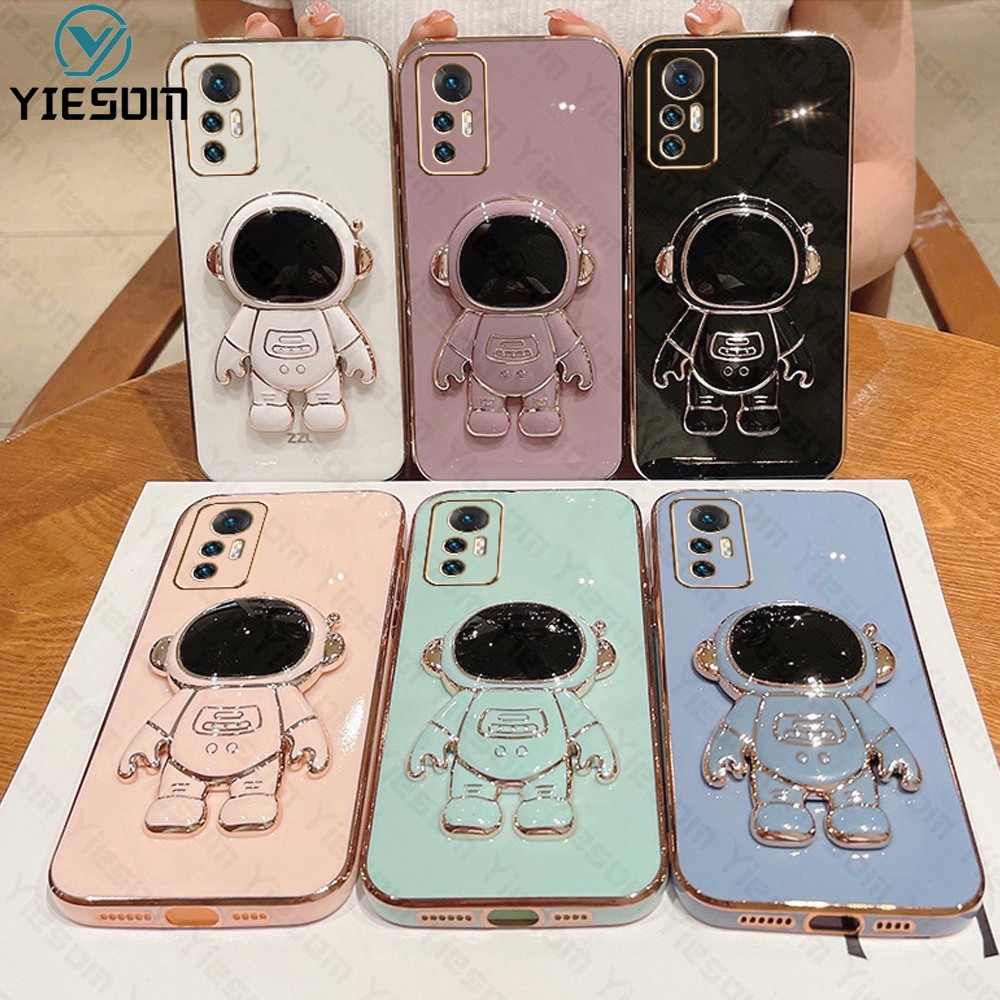 Ốp Điện Thoại Silicon Dẻo Vuông Mạ Màu Sang Trọng Có Giá Đỡ Cho Xiaomi 12 11T 10T 12T Pro Mi 11 12 Lite 5G NE