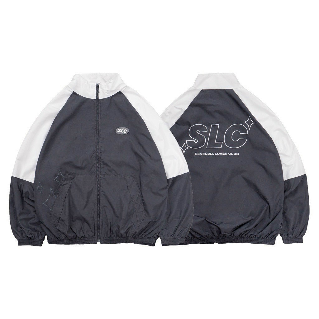 Áo Khoác bomber Dù Vải Gió 2 Lớp Unisex Logo SLC Sắc Nét Form Rộng Nam Nữ