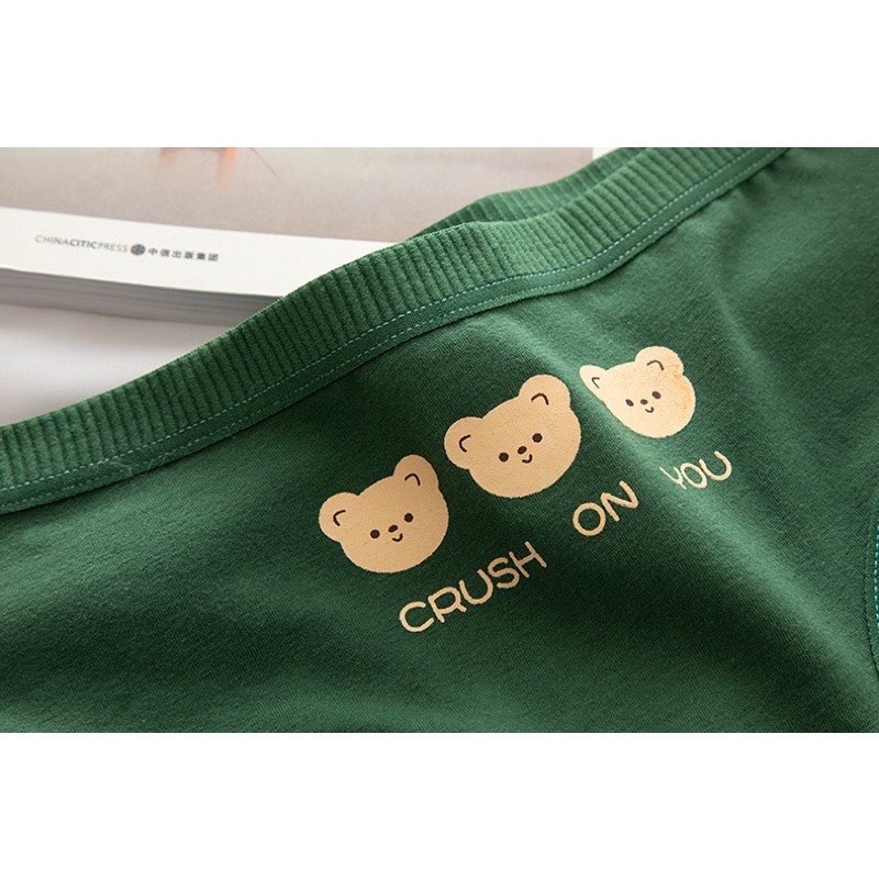 Quần Lót Nữ ❤️ Quần Cotton Nữ họa tiết gấu xanh đáng yêu ngộ nghĩnh mã 288 xanh lá cây