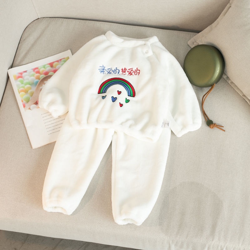 ♦✎Bộ đồ ngủ pijama cho bé bộ đồ mặc nhà ấm áp cho nam và nữ mùa thu đông, bộ đồ nỉ san hô dày mới cho trẻ sơ sinh và trẻ
