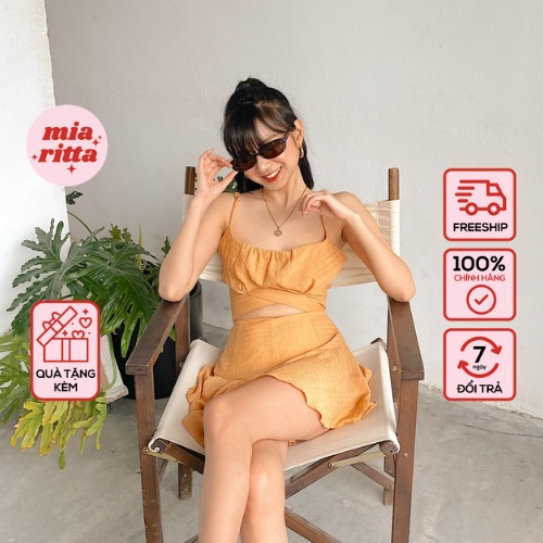 Set jumpsuit 2 dây cutout đũi Mia Ritta B62 ảnh thật
