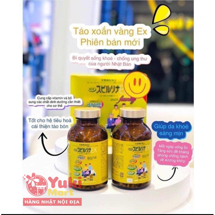 Tảo vàng Spirulina EX Nhật Bản (1 set 2 lọ, mỗi lọ 1000 viên)