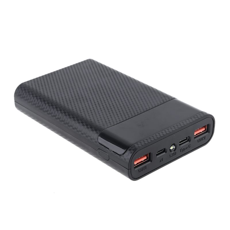 Bộ hộp sạc pin dự phòng 4 x viên 18650 hỗ trợ sạc nhanh QC3.0 USB Type-C PD có đèn LED