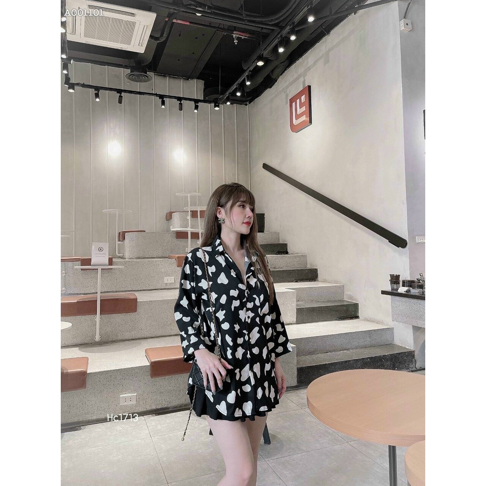 Áo sơ mi nữ tay dài bò sữa đáng yêu - 741