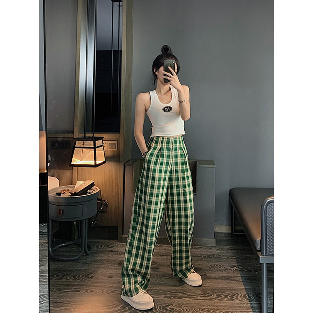 [GIÁ SỐC]Quần kẻ caro ống rộng ullzang kéo dài chân siêu hottt QK64 | BigBuy360 - bigbuy360.vn